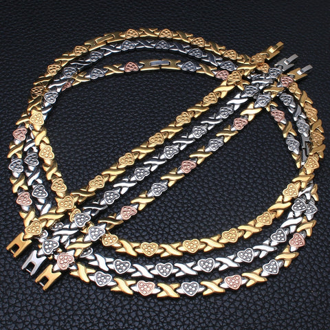 Image of Stainless Steel Silver and Gold Chain Necklace Bracelet Jewelry Set-FrenzyAfricanFashion.com