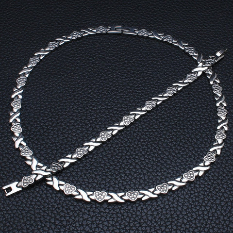 Image of Stainless Steel Silver and Gold Chain Necklace Bracelet Jewelry Set-FrenzyAfricanFashion.com