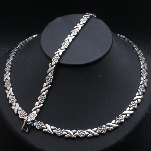 Image of Stainless Steel Silver and Gold Chain Necklace Bracelet Jewelry Set-FrenzyAfricanFashion.com