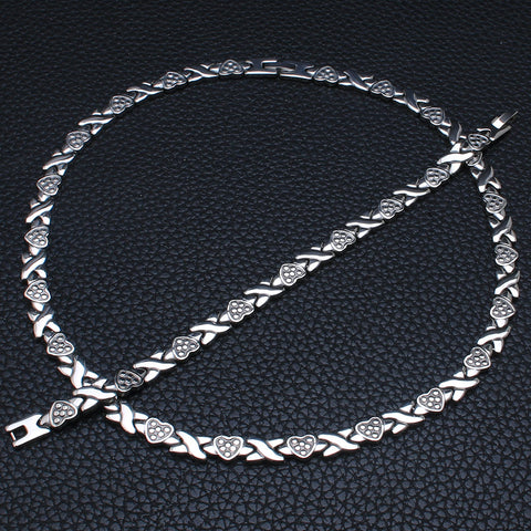 Image of Stainless Steel Silver and Gold Chain Necklace Bracelet Jewelry Set-FrenzyAfricanFashion.com