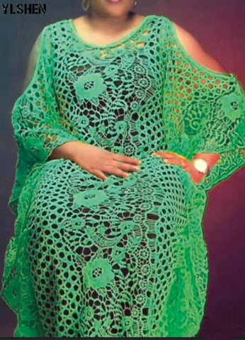 Image of Boubou Party African dress women Dashiki lace beaded embroidery-FrenzyAfricanFashion.com