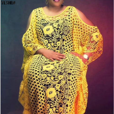 Image of Boubou Party African dress women Dashiki lace beaded embroidery-FrenzyAfricanFashion.com