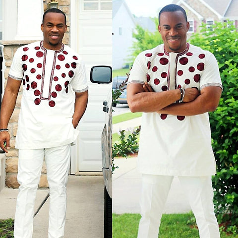 Image of Unisex embroidery design top with pants for men and women-FrenzyAfricanFashion.com