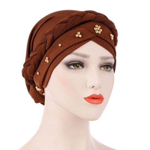 Image of Women's Braided Head Wrap Turban Hat Chemo Cap-FrenzyAfricanFashion.com