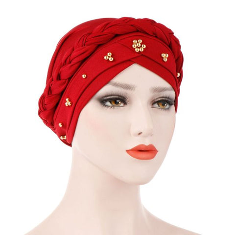 Image of Women's Braided Head Wrap Turban Hat Chemo Cap-FrenzyAfricanFashion.com