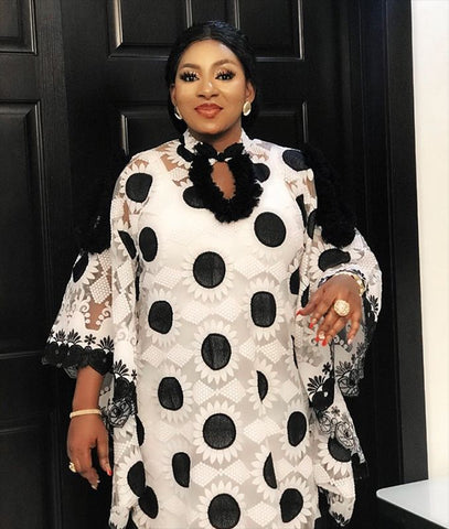 Image of Boubou White Lace Dress One Size fits all-FrenzyAfricanFashion.com