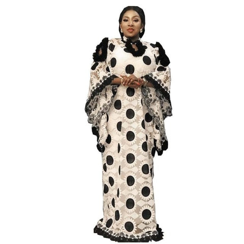 Image of Boubou White Lace Dress One Size fits all-FrenzyAfricanFashion.com