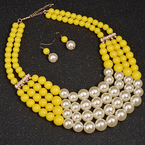 Image of Pearl Necklace Top Quality Bohemian Wedding Accessory African Beads Jewelry Set-FrenzyAfricanFashion.com