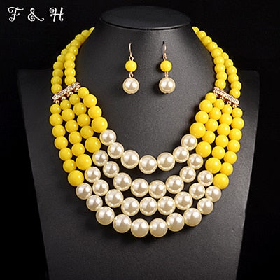 Image of Pearl Necklace Top Quality Bohemian Wedding Accessory African Beads Jewelry Set-FrenzyAfricanFashion.com