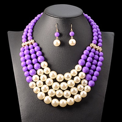 Image of Pearl Necklace Top Quality Bohemian Wedding Accessory African Beads Jewelry Set-FrenzyAfricanFashion.com