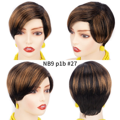Image of Human Hair Wig Short Bob Straight Women Pixie Cut Style-FrenzyAfricanFashion.com