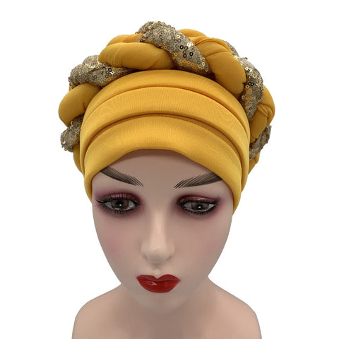 Image of Briaded Turban headband Auto Geles Headtie Already Made-FrenzyAfricanFashion.com