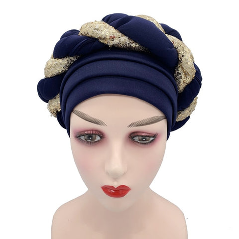 Image of Briaded Turban headband Auto Geles Headtie Already Made-FrenzyAfricanFashion.com