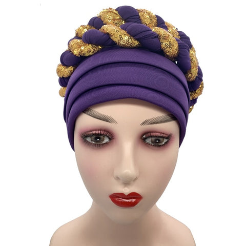 Image of Briaded Turban headband Auto Geles Headtie Already Made-FrenzyAfricanFashion.com