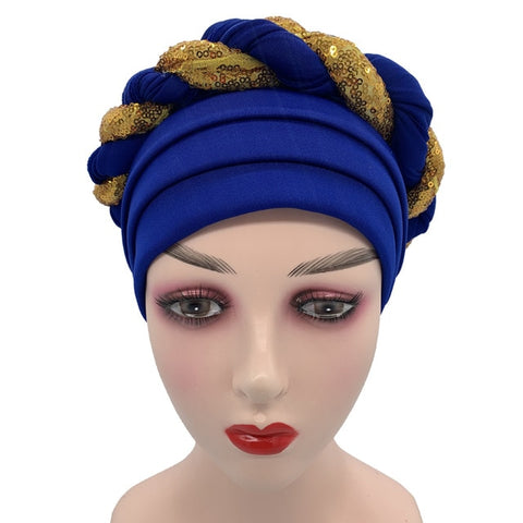 Image of Briaded Turban headband Auto Geles Headtie Already Made-FrenzyAfricanFashion.com