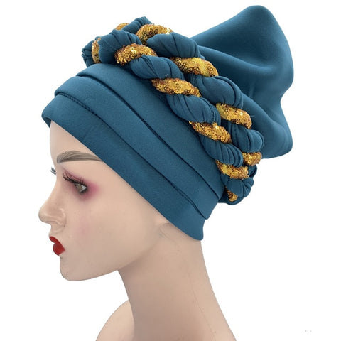 Image of Briaded Turban headband Auto Geles Headtie Already Made-FrenzyAfricanFashion.com