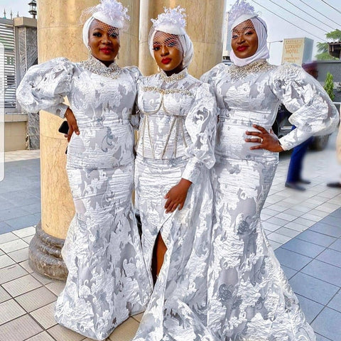 Image of Brocade Jacquard Lace Fabric French Lace African Nigerian Lace Fabric For Party Dress-FrenzyAfricanFashion.com