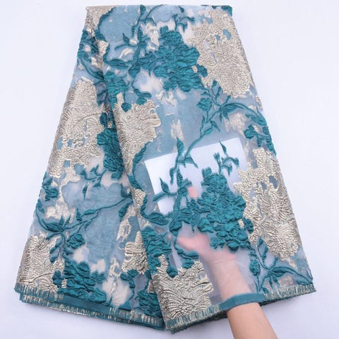 Image of Brocade Jacquard Lace Fabric French Lace African Nigerian Lace Fabric For Party Dress-FrenzyAfricanFashion.com