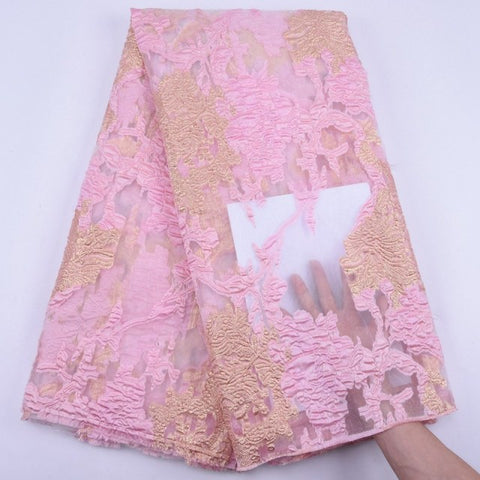 Image of Brocade Jacquard Lace Fabric French Lace African Nigerian Lace Fabric For Party Dress-FrenzyAfricanFashion.com