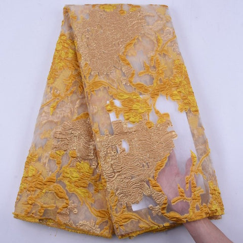 Image of Brocade Jacquard Lace Fabric French Lace African Nigerian Lace Fabric For Party Dress-FrenzyAfricanFashion.com