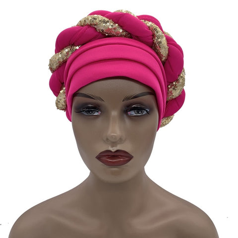 Image of Briaded Turban headband Auto Geles Headtie Already Made-FrenzyAfricanFashion.com