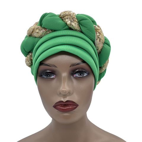 Image of Briaded Turban headband Auto Geles Headtie Already Made-FrenzyAfricanFashion.com