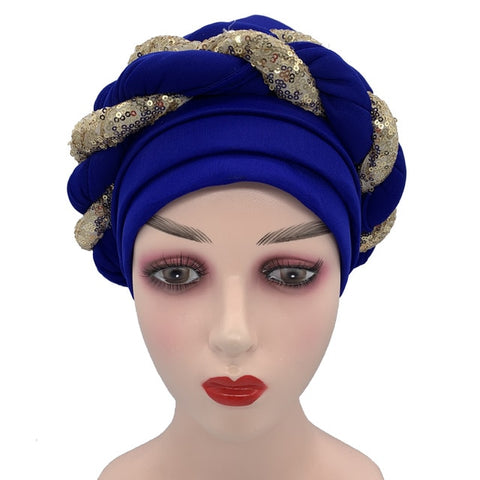 Image of Briaded Turban headband Auto Geles Headtie Already Made-FrenzyAfricanFashion.com