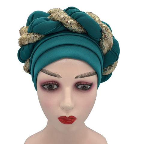 Image of Briaded Turban headband Auto Geles Headtie Already Made-FrenzyAfricanFashion.com