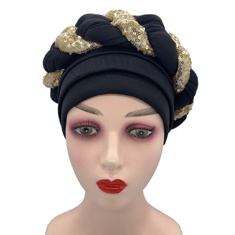 Image of Briaded Turban headband Auto Geles Headtie Already Made-FrenzyAfricanFashion.com