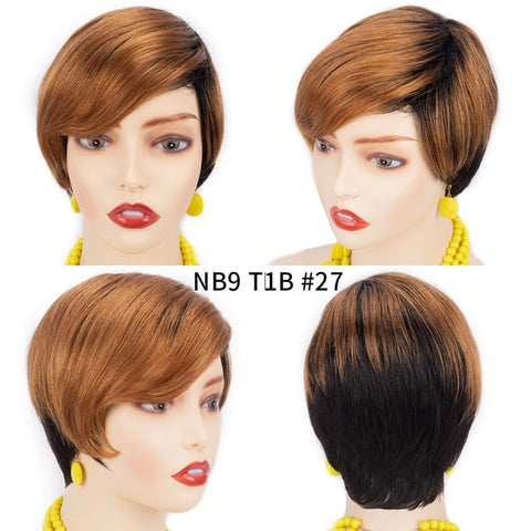Image of Human Hair Wig Short Bob Straight Women Pixie Cut Style-FrenzyAfricanFashion.com