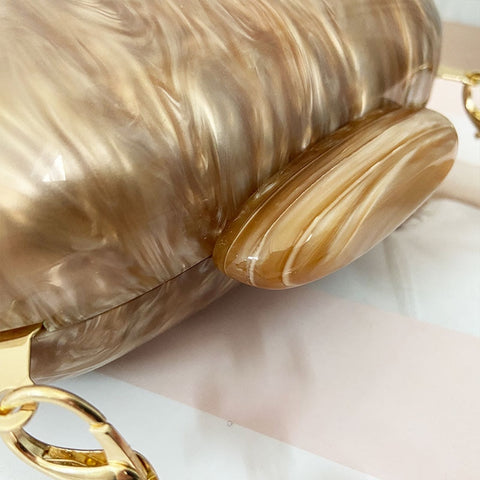 Image of Fashion Wallet Women Acrylic Round Marble Solid Brown Clutch-FrenzyAfricanFashion.com