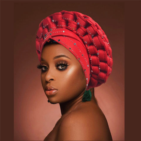 Image of Briaded Turban headband Auto Geles Headtie Already Made-FrenzyAfricanFashion.com