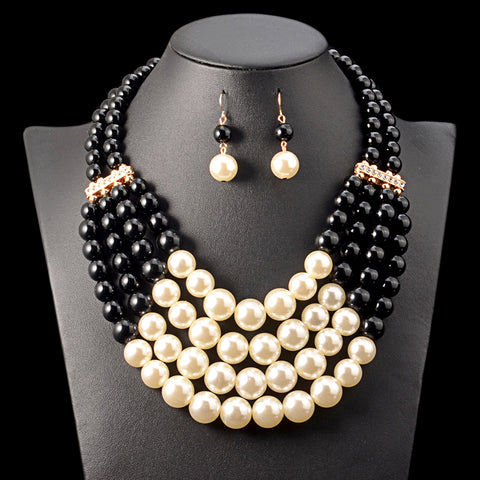 Image of Pearl Necklace Top Quality Bohemian Wedding Accessory African Beads Jewelry Set-FrenzyAfricanFashion.com