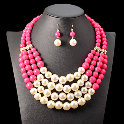 Image of Pearl Necklace Top Quality Bohemian Wedding Accessory African Beads Jewelry Set-FrenzyAfricanFashion.com