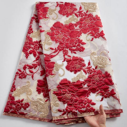 Image of Brocade Jacquard Lace Fabric French Lace African Nigerian Lace Fabric For Party Dress-FrenzyAfricanFashion.com