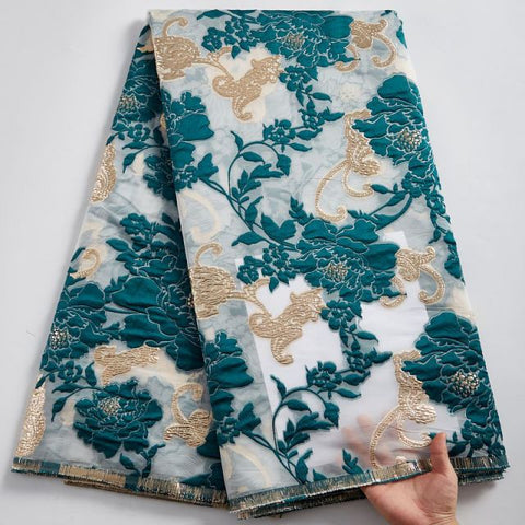 Image of Brocade Jacquard Lace Fabric French Lace African Nigerian Lace Fabric For Party Dress-FrenzyAfricanFashion.com