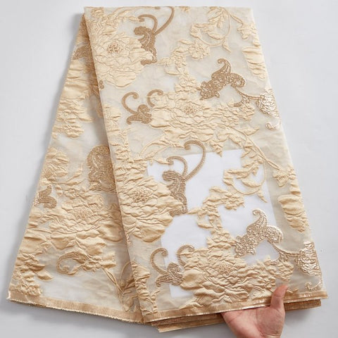Image of Brocade Jacquard Lace Fabric French Lace African Nigerian Lace Fabric For Party Dress-FrenzyAfricanFashion.com