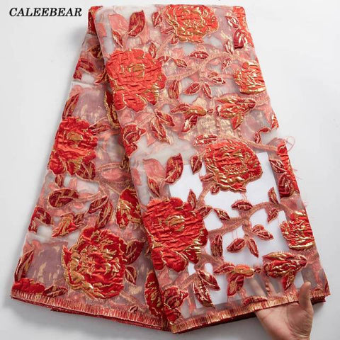 Image of Brocade Jacquard Lace Fabric French Lace African Nigerian Lace Fabric For Party Dress-FrenzyAfricanFashion.com