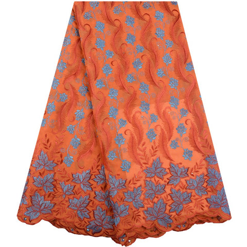 Image of African Lace Fabric 5 Yards Cotton Swiss Voile-FrenzyAfricanFashion.com