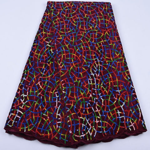 Image of African Lace Fabric Nigerian Sequins Fabric-FrenzyAfricanFashion.com