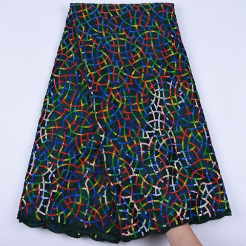Image of African Lace Fabric Nigerian Sequins Fabric-FrenzyAfricanFashion.com