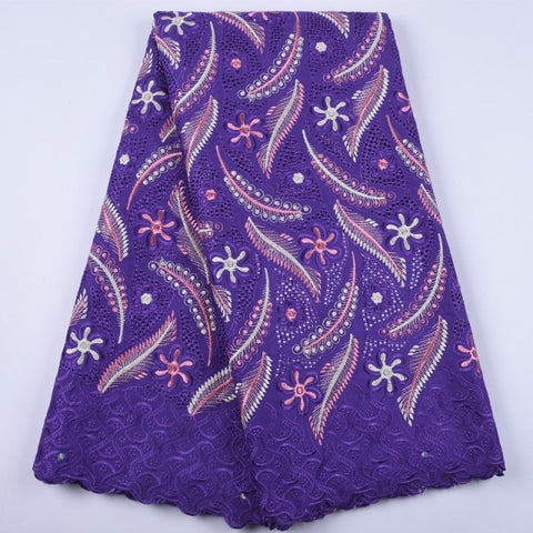 Image of African Lace Fabric 5 Yards Cotton Swiss Voile-FrenzyAfricanFashion.com