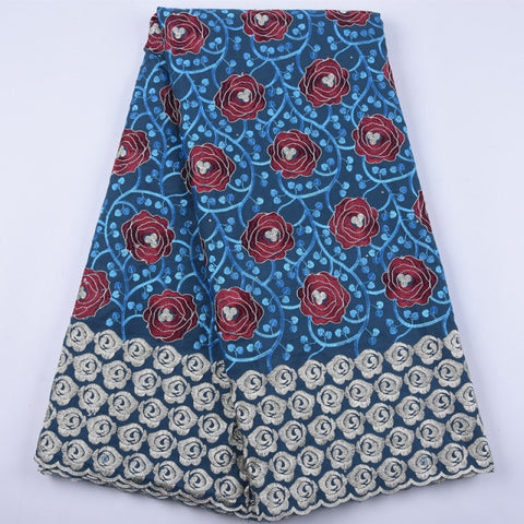 Image of African Lace Fabric 5 Yards Cotton Swiss Voile-FrenzyAfricanFashion.com