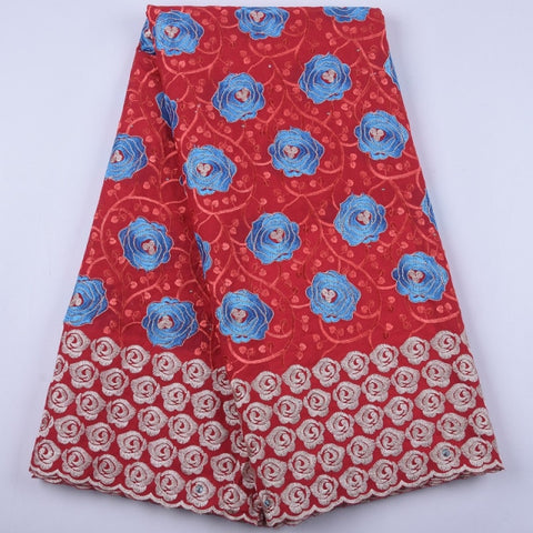 Image of African Lace Fabric 5 Yards Cotton Swiss Voile-FrenzyAfricanFashion.com