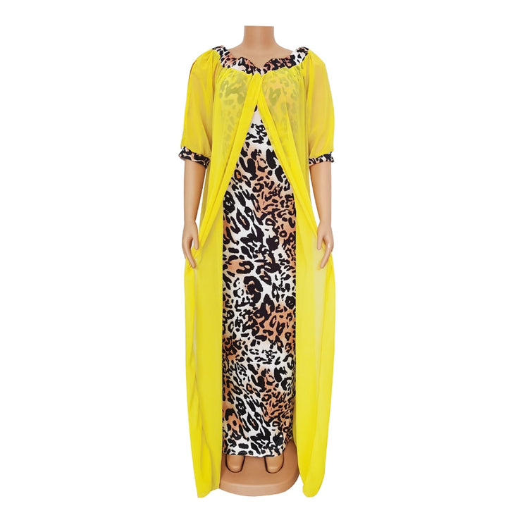 Spring Summer Dresses Beautiful 2in 1 Leopard Loose Bodycon Women Maxi Dress-FrenzyAfricanFashion.com