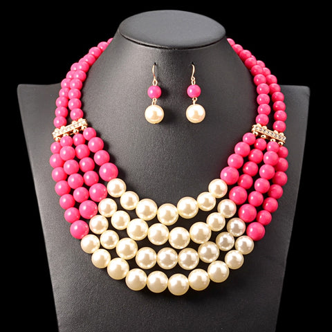 Image of Pearl Necklace Top Quality Bohemian Wedding Accessory African Beads Jewelry Set-FrenzyAfricanFashion.com