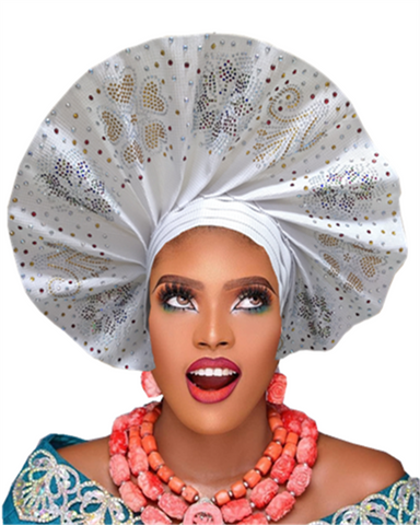 Image of frenzy african fashion headtie AutoGele Already Tied Aso oke-FrenzyAfricanFashion.com