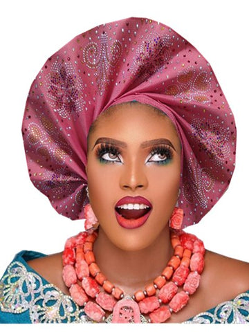 Image of frenzy african fashion headtie AutoGele Already Tied Aso oke-FrenzyAfricanFashion.com