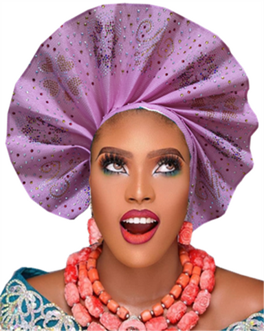 Image of frenzy african fashion headtie AutoGele Already Tied Aso oke-FrenzyAfricanFashion.com
