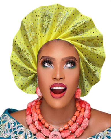 Image of frenzy african fashion headtie AutoGele Already Tied Aso oke-FrenzyAfricanFashion.com